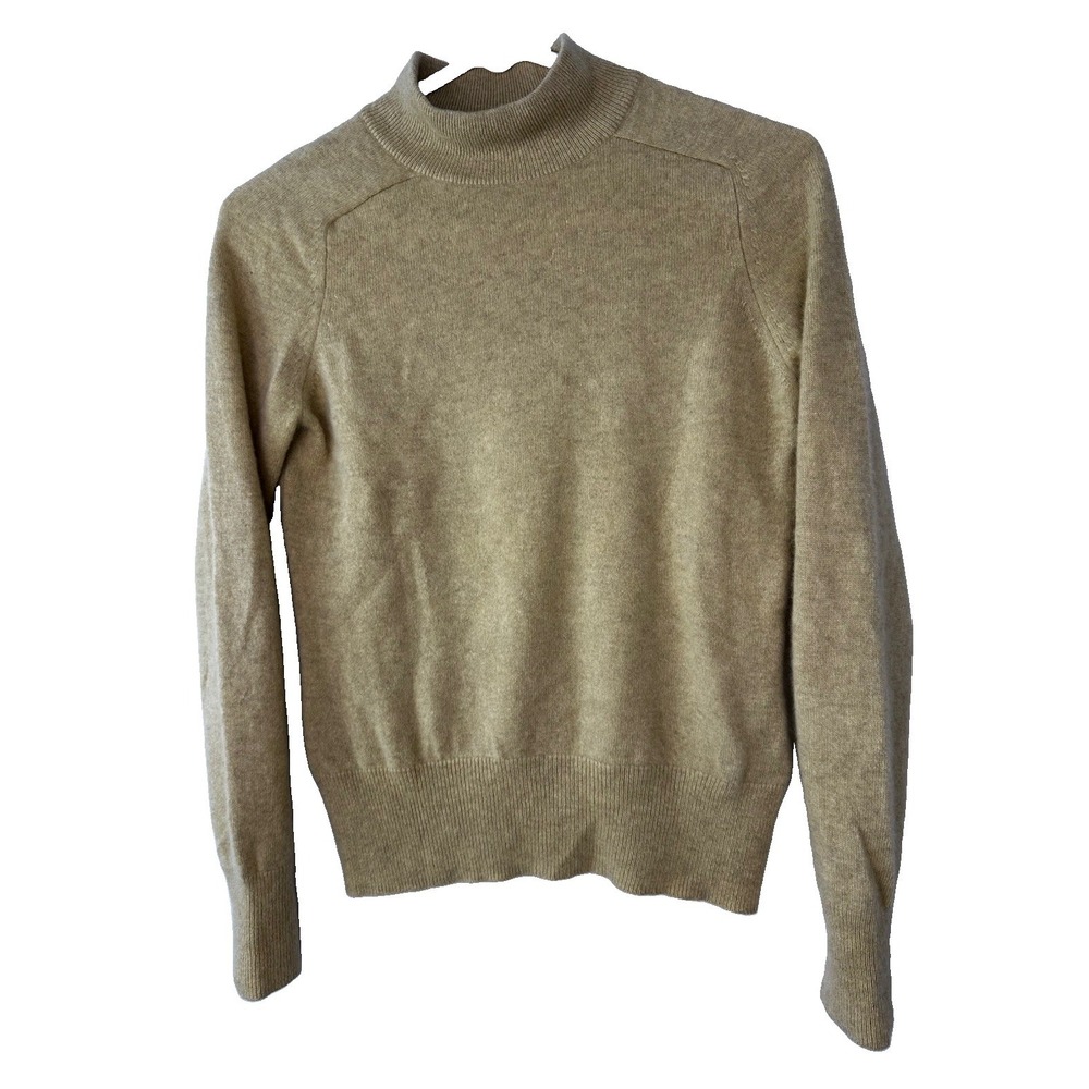 Prive 100% Cashmere Mock Neck Sweater Women's Sz XS Tan Beige